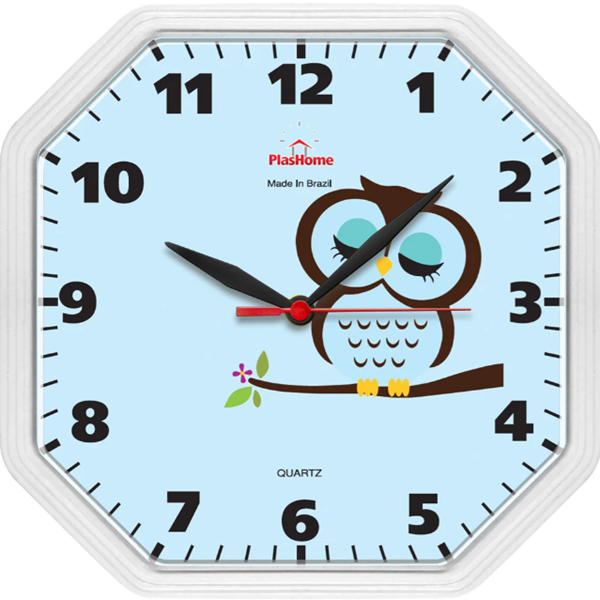 Relógio de parede Gama Coruja Branco